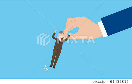 つまみ出されるベテラン社員、早期退職、解雇のイメージ、ベクターイラストレーション つまみ出されるベテラン社員、早期退職、解雇のイメージ、ベクターイラストレーション 61455312