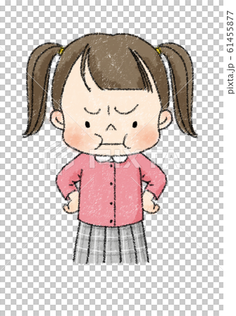 女孩生氣(黑線) 女孩生氣(黑線) 61455877