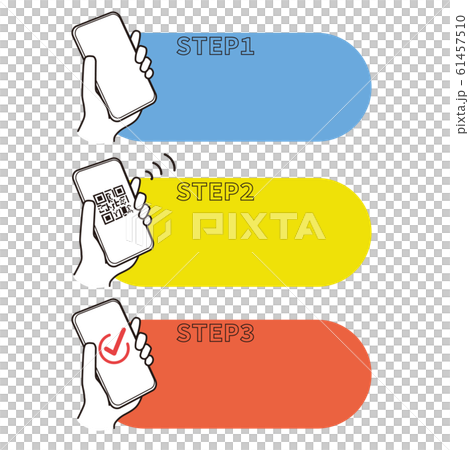 スマートフォン 決済のステップ フレームのイラスト素材