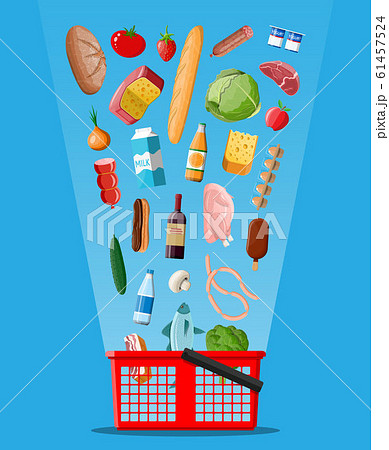 Shopping basket with fresh products. 61457524