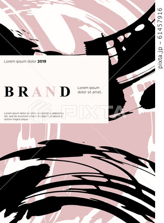 Black and coral ink brush stroke on white 61457916