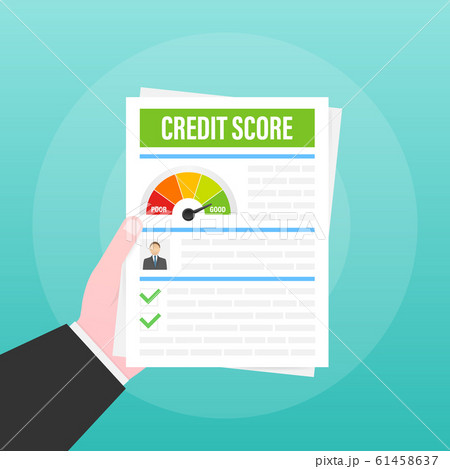 Credit score document. Paper sheet chart of 61458637