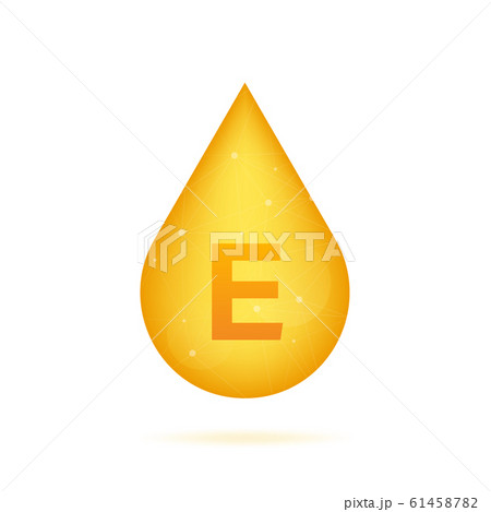 Vitamin E gold shining icon. Ascorbic acid. Vector 61458782