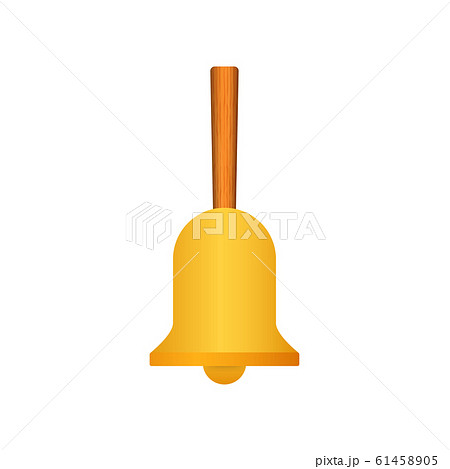 Gold vintage retro school bell isolated on white. 61458905