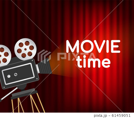 Movie time concept layout with film projector. Movie time concept layout with film projector. 61459051