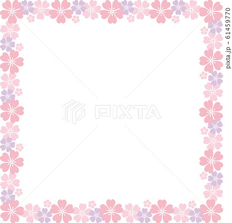 桜 フレーム 正方形b イラストのイラスト素材