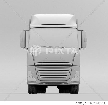 大型電動トラックの正面クレイレンダリングイメージのイラスト素材
