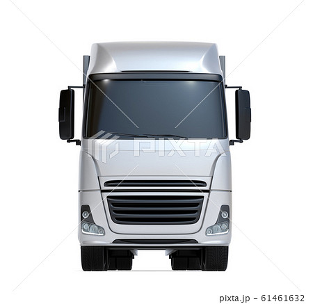 白バックに大型電動トラックの正面イメージのイラスト素材