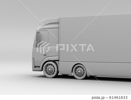 大型電動トラックのクローズアップクレイレンダリングイメージのイラスト素材