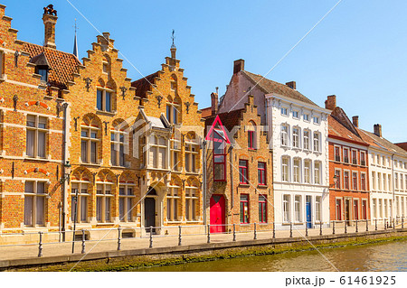 Panorama with houses in Bruges, Belguim 61461925