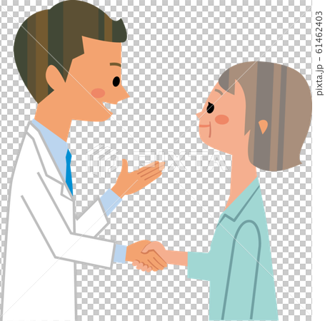 医師と患者の握手のイラスト素材