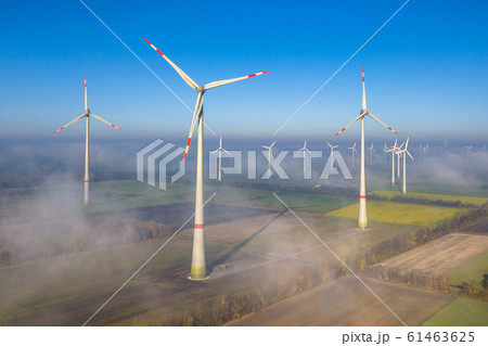 Aerial view of wind turbines Aerial view of wind turbines 61463625