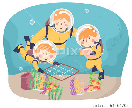 Kids Scuba Explore Quadrat Method Illustration Kids Scuba Explore Quadrat Method Illustration 61464705