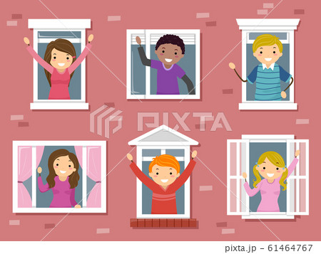 Stickman Teens Window College Illustration 61464767