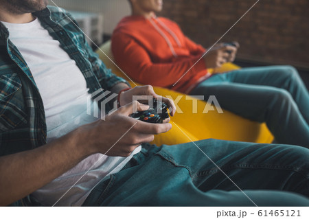 Close up of a game console being in use 61465121