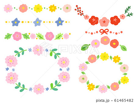 春 花のフレーム 飾り罫 バナー 飾りのイラスト素材