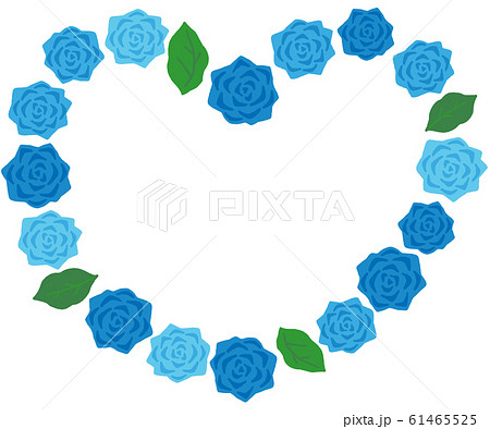 青いバラのフレーム ハート型のイラスト素材