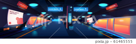 Train in metro station interior at night time 61465555