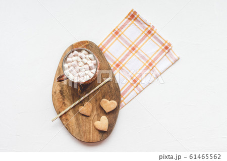 Cocoa and heart cookies, Valentines Day template Cocoa and heart cookies, Valentines Day template 61465562