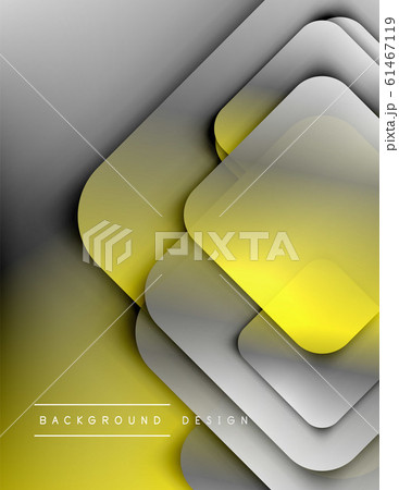 Rounded squares shapes composition geometric abstract background. 3D shadow effects and fluid gradients. Modern overlapping forms. 61467119
