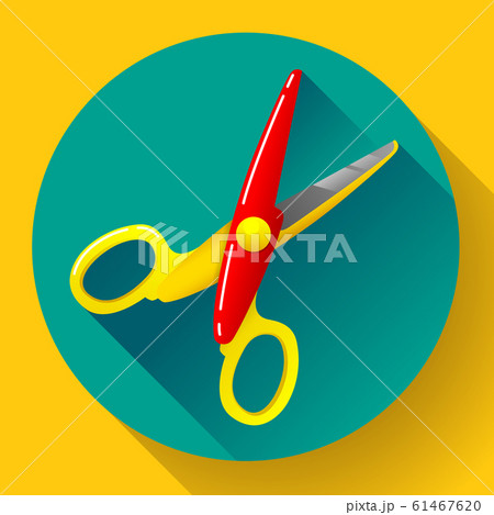 Stationery colored plastic scissors icon, vector illustration. 61467620