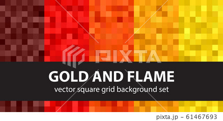 Pixel pattern set Gold and Flame. Vector seamless Pixel pattern set Gold and Flame. Vector seamless 61467693