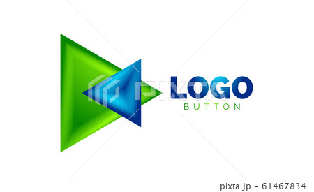 Triangle icon geometric logo template. Minimal geometrical design, 3d geometric bold symbol in relief style with color blend steps effect. Vector Illustration For Button, Banner, Background Triangle icon geometric logo template. Minimal geometrical design, 3d geometric bold symbol in relief style with color blend steps effect. Vector Illustration For Button, Banner, Background 61467834