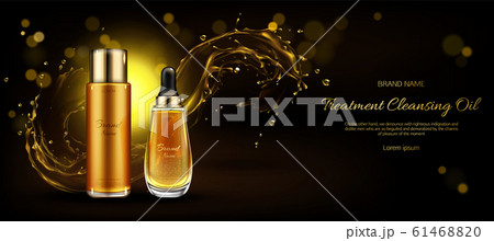 Cosmetics oil cleansing treatment bottles mockup Cosmetics oil cleansing treatment bottles mockup 61468820