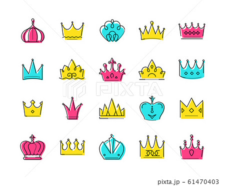 Crowns collection - set of colorful vector icons 61470403