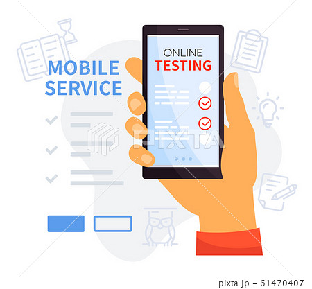 Online testing mobile service - colorful vector illustration 61470407