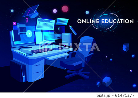 Online education banner cartoon 61471277