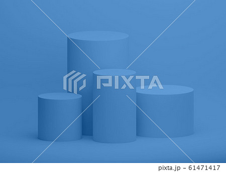 並んだ青い円柱台3dcg画像のイラスト素材