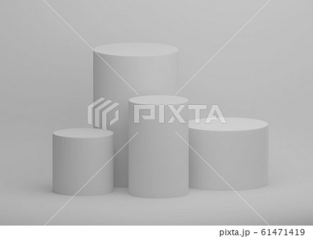 並んだ白い円柱台3dcg画像のイラスト素材
