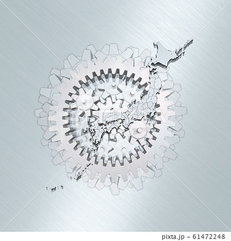 日本地図の歯車の組み合わせのイラスト素材