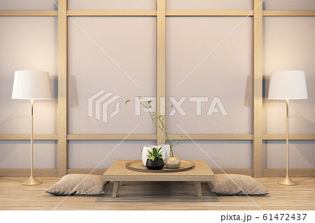 Ryokan living room japanese style on wall wooden Ryokan living room japanese style on wall wooden 61472437