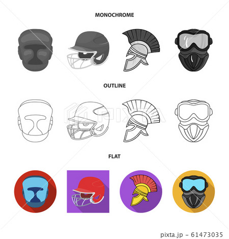 Vector illustration of helmet and sport sign. Set of helmet and moto stock vector illustration. Vector illustration of helmet and sport sign. Set of helmet and moto stock vector illustration. 61473035