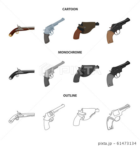Isolated object of revolver and pistol icon. Set of revolver and trigger stock vector illustration. 61473134