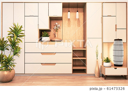 Cabinet wood design japanese style on Living room - Stock Illustration  [59650615] - PIXTA