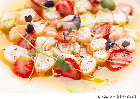 Delicious shrimp ceviche with strawberries, spices 61473531