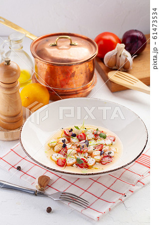Delicious shrimp ceviche with strawberries, spices 61473534