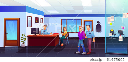 Arrest of criminal in police station, policeman 61475002