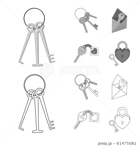 Vector illustration of key and protection icon. Set of key and security stock symbol for web. 61475081