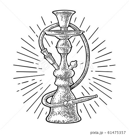 Hookah with rays. Vector vintage engraving black 61475357