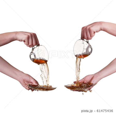 collage Glass cup of tea with splash collage Glass cup of tea with splash 61475436