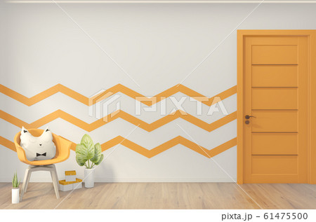 Mock up white and orange chidren room interior 61475500