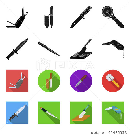 Vector design of knife and cut symbol. Collection of knife and flat vector icon for stock. 61476338