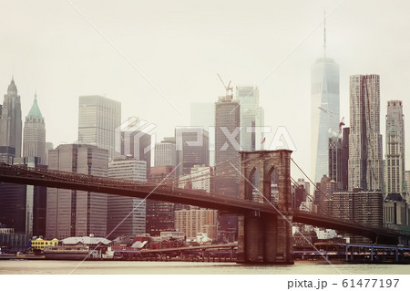 Toned photo of skyscrapers of Manhattan 61477197