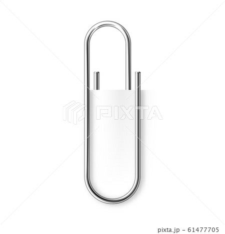 Realistic metal paper clip isolated on white background. Page holder, binder. Vector illustration. 61477705