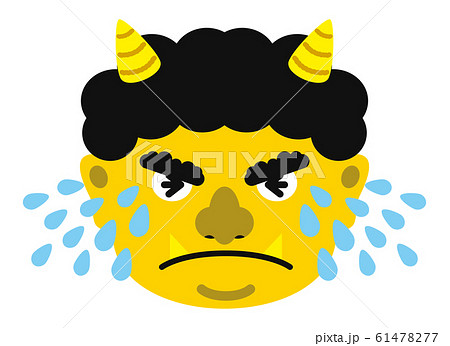 イラスト 鬼 おに オニ 節分 豆まき 素材 表情 顔 黄鬼 キイロオニ 黄 きいろ ベクター有 のイラスト素材