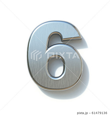 Brushed metal font Number 6 SIX 3D Brushed metal font Number 6 SIX 3D 61479136